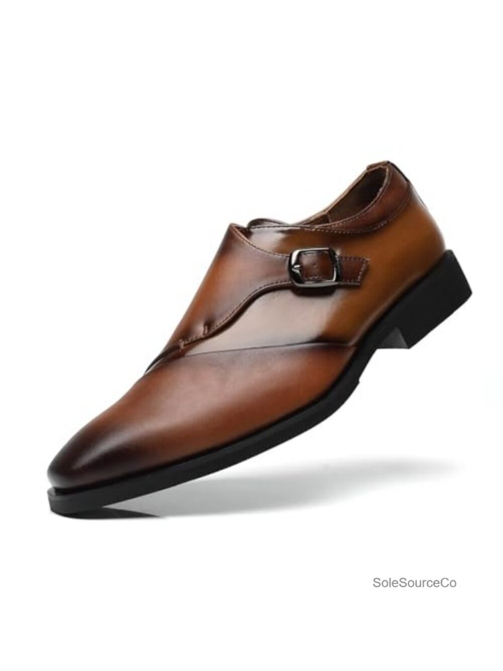 Single Monk Strap Dress Loafers Plain Toe Faux Leather Men's Oxfords Formal
